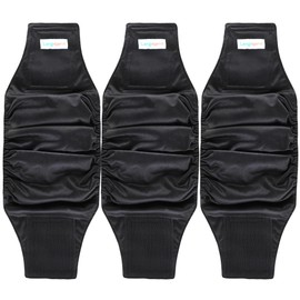 Langsprit Male Belly Bands for Dogs (Pack of 3) - High Absorbing Dog Wraps Male Washable - Reusable Male Dog Diapers (Black, Large)