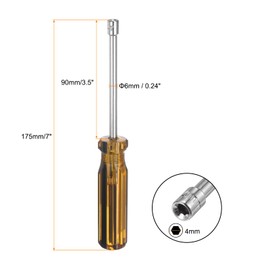 HARFINGTON Metric Hex Nut Screwdriver 4mm Carbon Steel Ergonomic PVC Grip Non-Magnetic Socket Wrench Screwdriver Hand Tool for Automotive Maintenance Home Improvement.