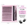 Lash Extension Kit, 100 Individual Lashes Clusters, D Curly DIY