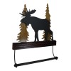 Rustic Western Elk Moose Deer by Pine Forest Wooden Wall