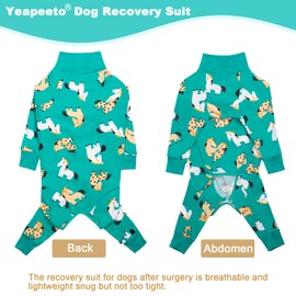 Dog Recovery Suit After Surgery Female Male, Medium Large Dog Neuter Shirt Cone Alternatives Prevent Licking Surgical Onesies (Green Pony, 3XL)