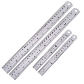 SACONELL 4 Pieces Stainless Steel Ruler丨30cm(12 Inch) +15cm(6 Inch) Metal Rulers with Conversion Table丨Perfect Straight Edge for Easy Measurements 丨HEAVY Duty 100% Stainless Steel