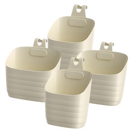 STOBAZA 4pcs Wall Hanging Storage Baskets Stackable Punch Containers for Kitchen and Bathroom Organization Material Cream White Large Small