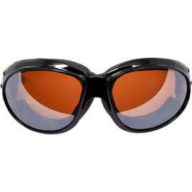 Global Vision Red Baron - anteojos de moto para motociclista, aviador, marco acolchado negro con lente espejada (espejo flash) (espejo de conducción)