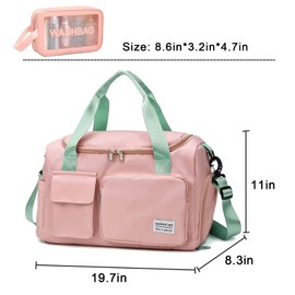 Small Gym Bag for Women, Waterproof Travel Duffle Bag Carry On Weekender Bag with Shoe Compartment & Wet Pocket, Gym Tote Bag for Travel, Workout, Sport