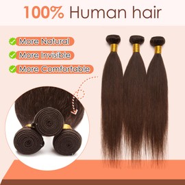 TESS Hair Extensions for Women UK Invisible Double Weft Weave Real Human Natural Straight Hair Bundles 100g 10 Inch #02 Dark Brown