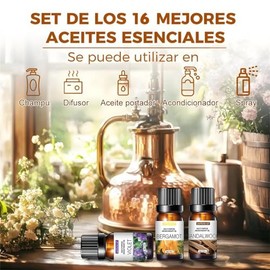 Aceites Esenciales de Aromaterapia 16PCS, Aceites Esenciales para Difusor, Hacer Velas Aromaticas y Jabón, Aceite Esencial Natural Conjunto de Difusor
