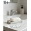 EXCHUES Natural Marble Soap Dish for Shower with Silicone Non-Slip