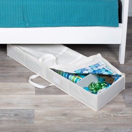 HomeCrate Underbed Wrapping Paper and Bow Organizer Accessories Compartments, Beige