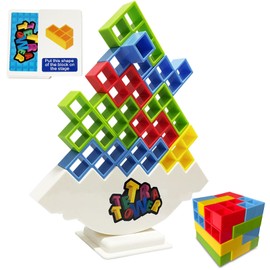 Tetra Tower Stacking Blocks Game, Unleash Fun and Learning for Kids - Perfect for Family Board Games, Parties, and On-The-Go Building Adventures (16 PCS)