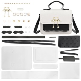 WADORN DIY Women Crossbody Bag Making Kit, DIY Imitation Leather Bag Making Material Handmade Knitting Crochet Bags Accessories Set Shoulder Bag Making Sewing Supplies Handicraft Bag Making Kit, White