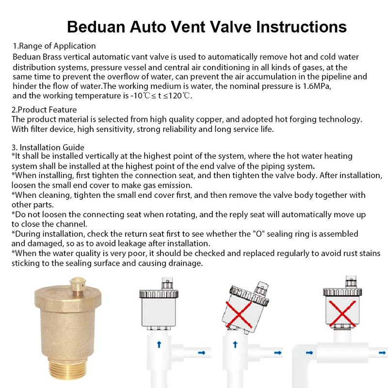 Beduan Brass 10500-VE Automatic Float Valve, 1/2" Male Thread Air