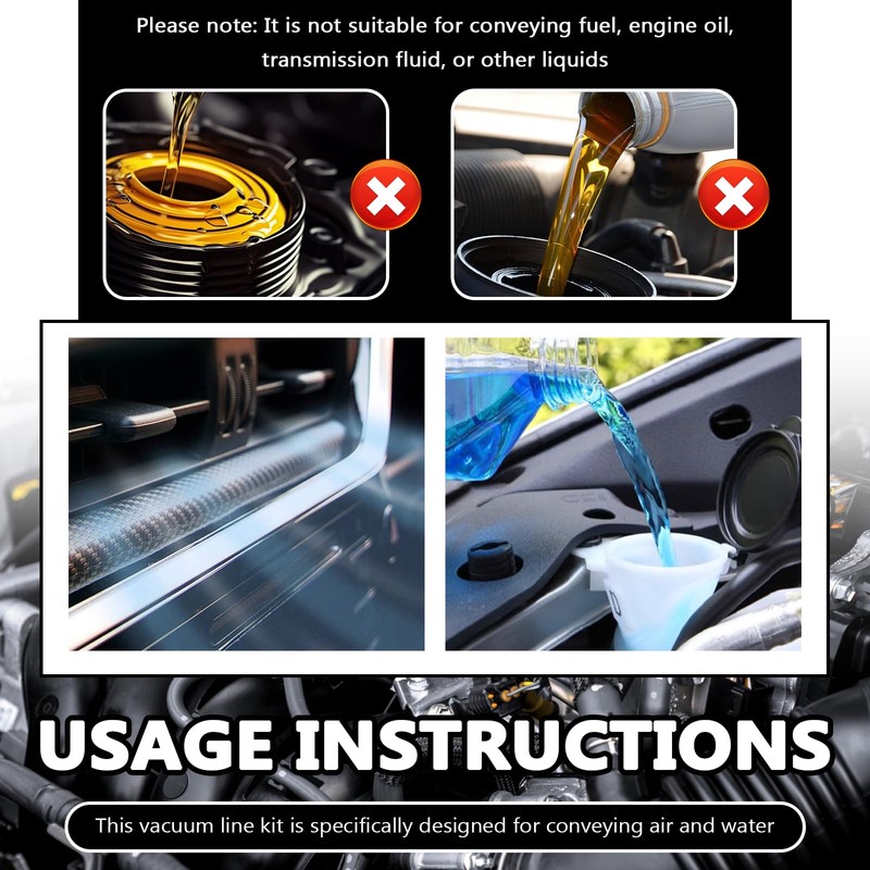 94PCS 5Ft Vacuum Hose Automotive Set,6 Sizes 3/8",5/16",1/4",3/16",5/32",1/8" Silicone Vacuum