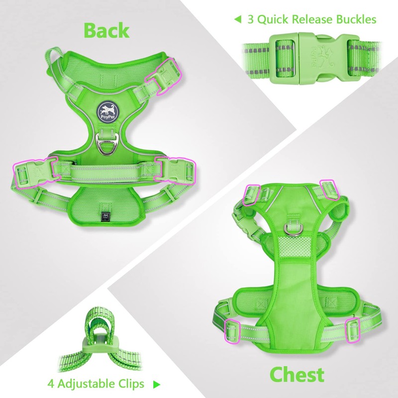 PoyPet No Pull Dog Harness, No Choke Reflective Dog Vest,