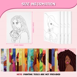 Sherr 20 Pcs Stretched Pre Drawn Canvas Afro Queen Black Art for Painting for Adults Outline Pre Drawn Stretched Cotton Canvas Painting Canvas to Paint Paint Party Set, 8 x 10''(Stylish)