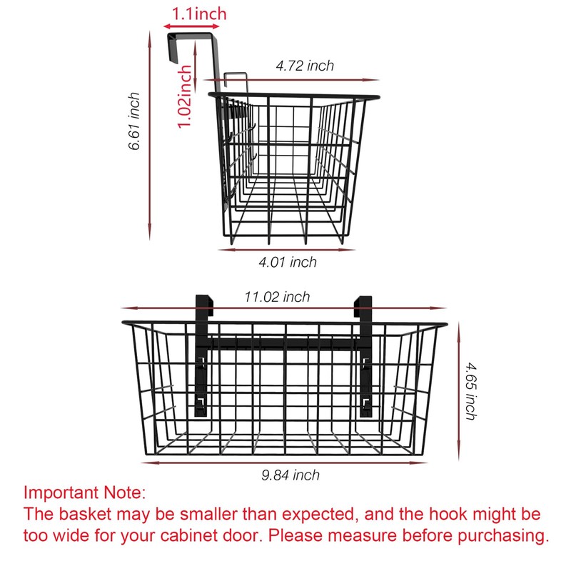 MaraFansie Basket with Hook, Grid Storage Basket, Over the Cabinet
