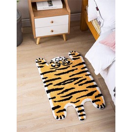 Cute Soft Tiger Shaped Animals Bath Mat Area Rug for Bedroom Kitchen Bathroom Floor Water Absorption Non-Slip Small Carpet Door Mat Bedroom Playmat 19.7x35.4 inch/50 x 90CM