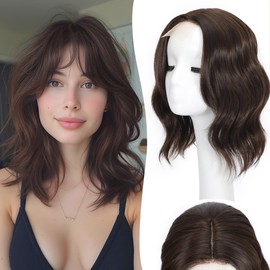 Ameyra 12" Hair Toppers For Women,Toppers Hair Pieces For Women,Large Coverage Invisible Hairpiece Clip-In Volumizing & Curl Wiglet For Thinning Crown/Hairloss-Mixed Chestnut