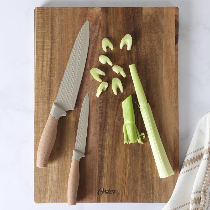 Oster Gunderson 6-Piece Kitchen Knife Block Set, Stainless Steel Kitchen
