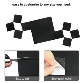 12 Pack Large Cork Board for Walls, 48" X 36" Felt Bulletin Board Tiles with 48 Safe Removable Adhesive Tabs & 60 Push Pins Board Decorative Cork Board Tack Board Wall Organizer for Office - Black