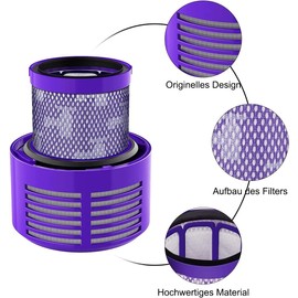 4 PACK HEPA Replacement V10 Filters Compatible with Dyson Cyclone V10 series, V10 Absolute, V10 Animal, V10 Total Clean, V10 Motorhead, SV12, Part No. 969082-01, Washable and Reusable