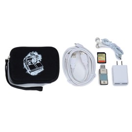 eBigValue Mini Glove Tech Accessories Pouch Bag – Travel Organizer for Cables, Earphones, Chargers, USB Drives – Black with Camera Print