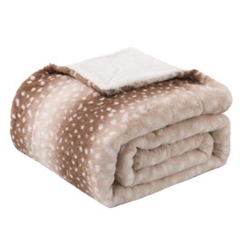 COZY KISS Warm Luxury Faux Fur Blanket Animal Striped, Non Shedding Double Sided Sherpa Throw, Super Soft Fluffy Thick Throw for Couch Bed Sofa, Waterproof Dog Blanket, 50x60 inch, Brown Moose