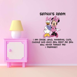 Cute Duck I Am Crazy Loud Annoying Donald Duck Cartoon Character Minnie Goofy Daisy Holiday Gift Decorating Birthday Ideas Wall Decal Sticker - Size: 30 in(W) x 27 in(H)