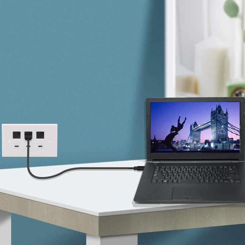 USB C Keystone Jack Cable,Type-c Male to Female Panel Mount