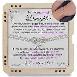 Happy Hamp To My Beautiful Daughter Bracelet From Dad With Emotional Message & Ecofriendly Wooden Box,Festival Gifts For Daughter From Father, 925 Silver, Jewelry Gift From Daddy On Birthday