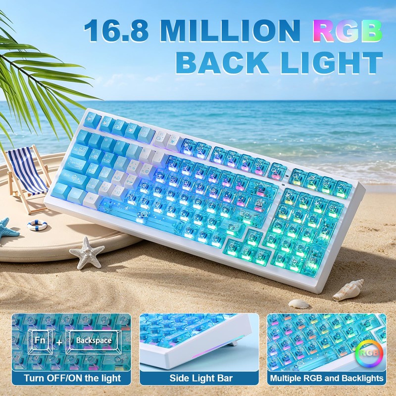 MIKIBY X98 Ultra Wireless Mechanical Keyboard, 12000mAh Gaming Keyboard with
