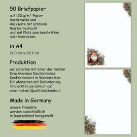 Christmas Letter Paper / Envelope Set with Santa Claus Printed 2 Sides A4 120 g/m² C6 80 g/m² from 10 to 100 Sheets with Envelopes Envelope (50 Writing Paper without Envelopes)
