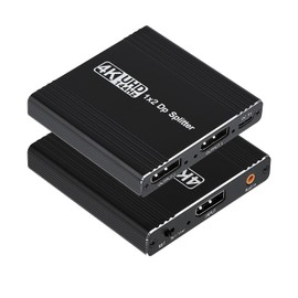 DisplayPort to Dual Displayport Splitter Adapter Support MST Extend/Mirror Mode, 4K@144Hz 120Hz 60Hz DisplayPort Splitter 1 in 2 Out, Display Port Adapter hub for Desktop, PC, Laptop, Extend Display