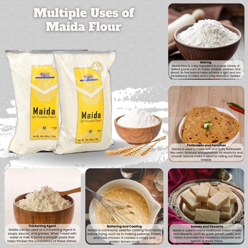 Rani Maida Flour (Indian All Purpose Flour) 64oz (4lbs) 1.81kg