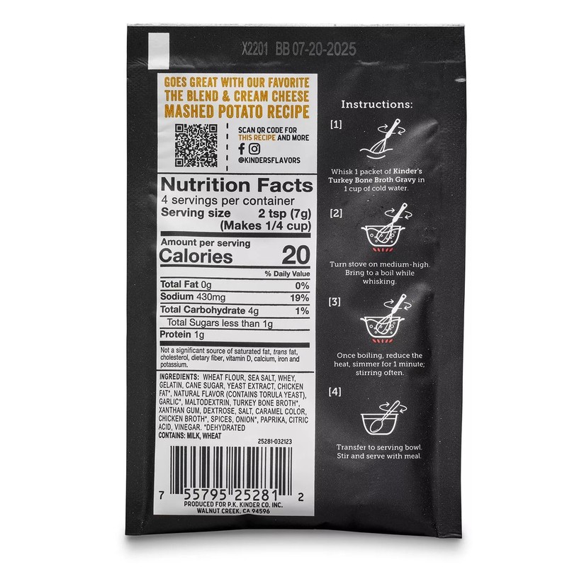 Kinder's Turkey Bone Broth Gravy, 1 Ounce (Pack of 4)