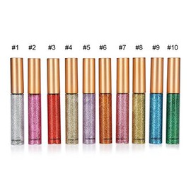 10Pcs / Set Delineador de ojos brillante a prueba de agua, delineador de ojos líquido delineador de ojos con brillo de diamante Lápiz delineador de ojos metálico brillante líquido Maquillaje de somb