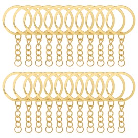Chuyau - 10 llaveros de metal dividido de 1.1 pulgadas a granel con cadena y conector de anillo de salto de apertura, llavero duradero y fuerte, extraíble, manualidades para hacer joyas para mujeres