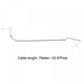 sourcing map Telephone Handset Cord, 4P4C 22.97 Feet Coiled Landline Phone Handset Cable for Home or Office White