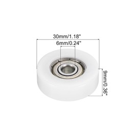 PATIKIL Nylon Pulley Wheel 8x36x10mm, 8 Pack 608zz Bearing Sliding Conveyor Roller Wheel for Door Window Drawer Hardware Driving Mechanical Equipment, White