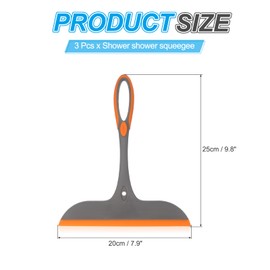 PATIKIL 10 Inch Shower Squeegee for Glass Doors, 3PCS Shower Squeegee with Hook for Countertop Mirrors Shower Walls Window Car Windshield, Light Grey