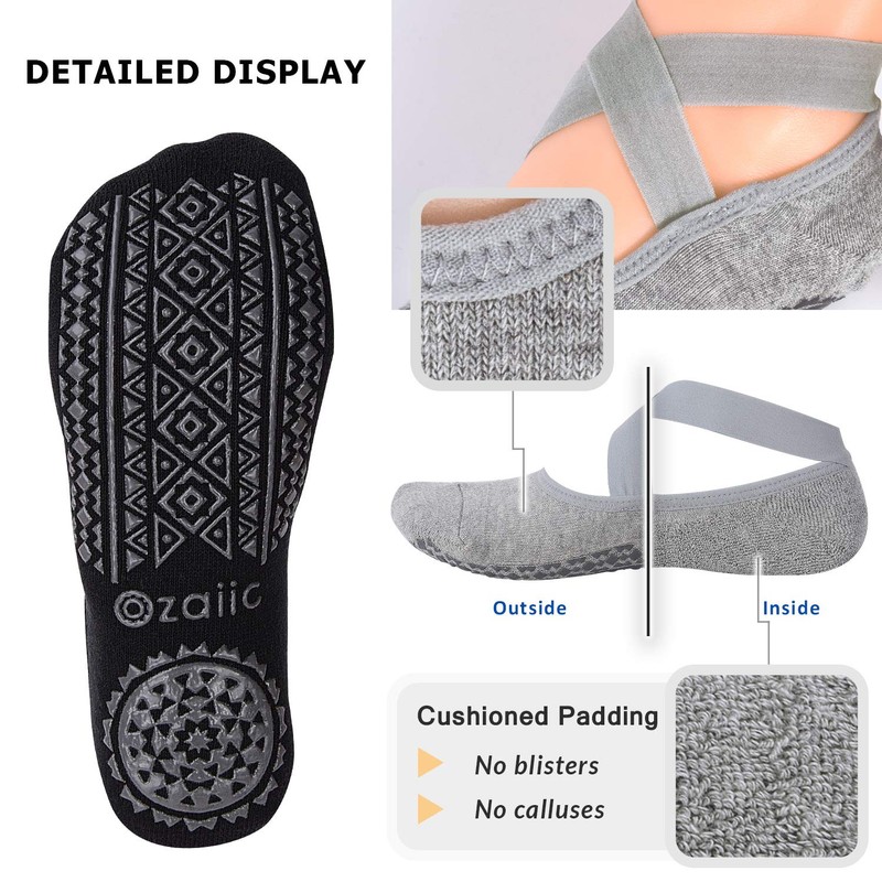 Yoga Socks for Women Non-Slip Grips & Straps, Ideal for