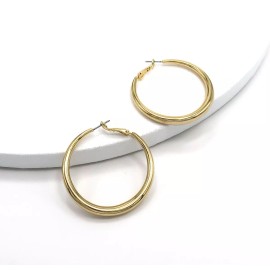 Hiphopstylist Women's high Fashion Classic Hoop Earrings 45mm /1.75 inch 14K Gold Filled Brass