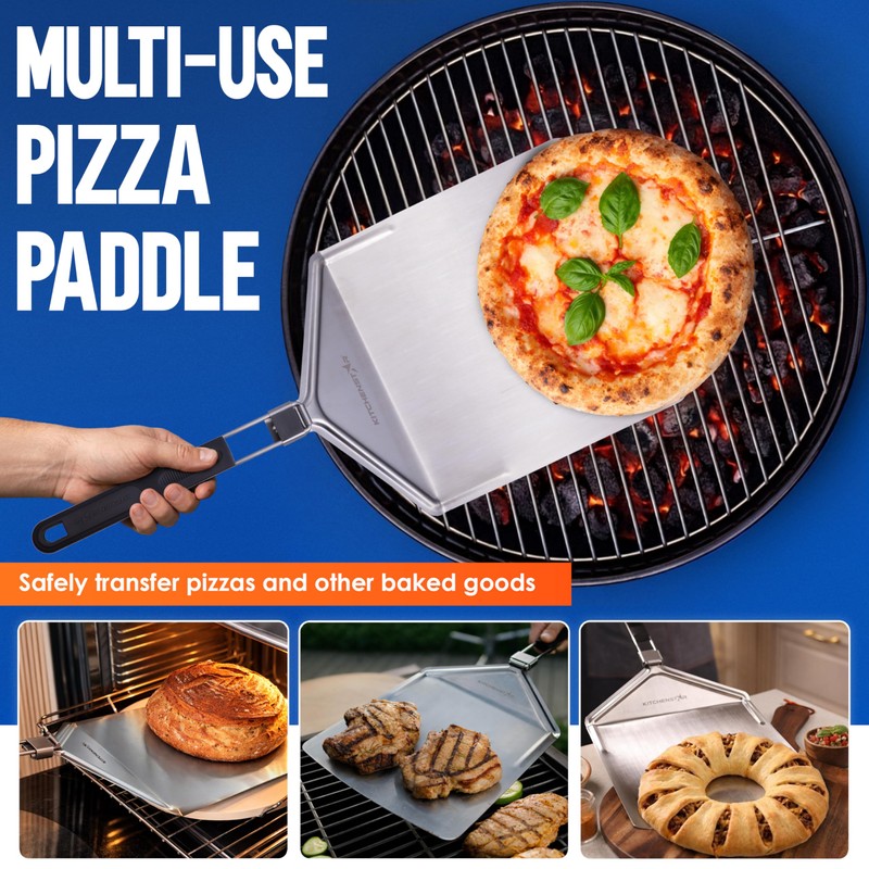 KitchenStar Stainless Steel Pizza Peel 12 inch with 10 inch