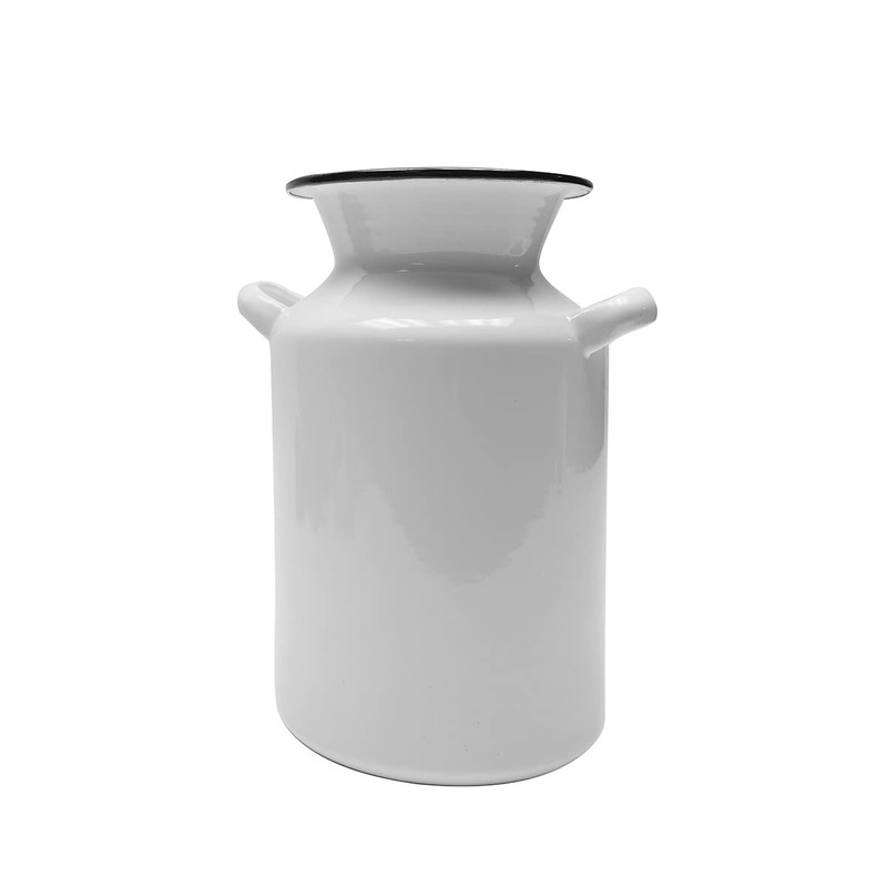 Treasure Gurus White Enamel Milk Can Rustic Utensil Holder Country