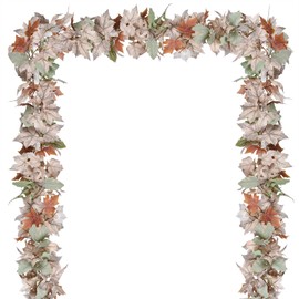 Lvydec 2 Pack Fall Maple Garland - 5.9ft/Piece White Artificial Fall Foliage Garland Colorful Autumn Decor for Home Wedding Party