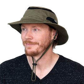 Jan & Jul Unisex Foldable Beach Hat with Mesh Panels (Jasper: Army Green, L)