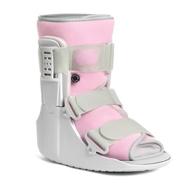 Jewlri Walking Boot for Broken Foot, Air Cam Walker Boot for Foot Injury Adjustable Fracture Support for Sprained Ankle, Grey Frame With Light Pink Lining, Medium