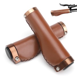 Bicycle Handlebar Grips PU Leather Bicycle Grips Ergonomic Bicycle Non-Slip Handlebar Grips Bicycle Non-Slip Handlebar Grips Leather Handlebar Cover Hold Grips for MTB, BMX, E-Bike, City Bike, Folding