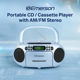 Emerson Portable CD Player Boombox with AM/FM Stereo Radio Cassette Player/Recorde