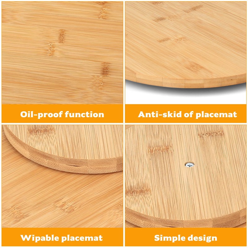 Wood Rotating Serving Trays, 11.8" Bamboo Serving Platter Plate, 360